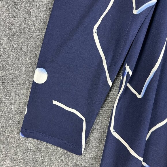 Clara Sun Woo Top Womens Small Blouse Blue Print 3/4 Sleeve Cold Shoulder - Picture 3 of 5